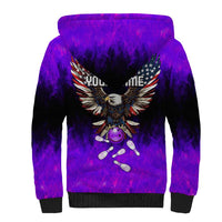 Personalized Patriotic Eagle Bowling Sherpa Hoodie with Purple Flames USA Flag Wings Design - Wonder Print Shop