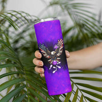 Personalized Patriotic Eagle Bowling Skinny Tumbler with Purple Flames USA Flag Wings Design - Wonder Print Shop