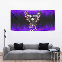 Personalized Patriotic Eagle Bowling Tapestry with Purple Flames USA Flag Wings Design - Wonder Print Shop