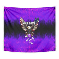 Personalized Patriotic Eagle Bowling Tapestry with Purple Flames USA Flag Wings Design - Wonder Print Shop