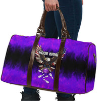 Personalized Patriotic Eagle Bowling Travel Bag with Purple Flames USA Flag Wings Design - Wonder Print Shop