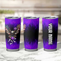 Personalized Patriotic Eagle Bowling Tumbler Cup with Purple Flames USA Flag Wings Design - Wonder Print Shop