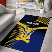 Personalized Blue and Yellow Bowling Area Rug with Striking Pins Retro Dot Pattern Design - Wonder Print Shop