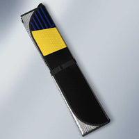 Personalized Blue and Yellow Bowling Auto Sun Shade with Striking Pins Retro Dot Pattern Design - Wonder Print Shop