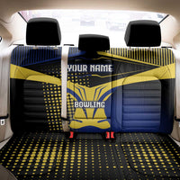 Personalized Blue and Yellow Bowling Back Car Seat Cover with Striking Pins Retro Dot Pattern Design - Wonder Print Shop