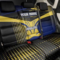 Personalized Blue and Yellow Bowling Back Car Seat Cover with Striking Pins Retro Dot Pattern Design - Wonder Print Shop