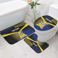 Personalized Blue and Yellow Bowling Bathroom Set with Striking Pins Retro Dot Pattern Design - Wonder Print Shop