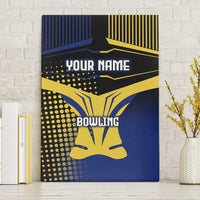 Personalized Blue and Yellow Bowling Canvas Wall Art with Striking Pins Retro Dot Pattern Design - Wonder Print Shop