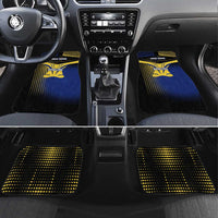 Personalized Blue and Yellow Bowling Car Mats with Striking Pins Retro Dot Pattern Design - Wonder Print Shop
