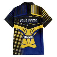 Personalized Blue and Yellow Bowling Family Matching Mermaid Dress and Hawaiian Shirt with Striking Pins Retro Dot Pattern Design - Wonder Print Shop