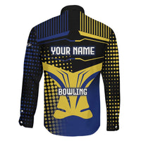 Personalized Blue and Yellow Bowling Family Matching Mermaid Dress and Hawaiian Shirt with Striking Pins Retro Dot Pattern Design - Wonder Print Shop