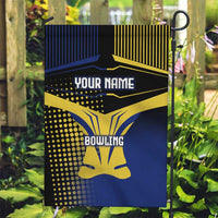 Personalized Blue and Yellow Bowling Garden Flag with Striking Pins Retro Dot Pattern Design - Wonder Print Shop