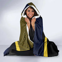 Personalized Blue and Yellow Bowling Hooded Blanket with Striking Pins Retro Dot Pattern Design - Wonder Print Shop