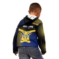 Personalized Blue and Yellow Bowling Kid Hoodie with Striking Pins Retro Dot Pattern Design - Wonder Print Shop