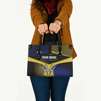 Personalized Blue and Yellow Bowling Leather Bag with Striking Pins Retro Dot Pattern Design - Wonder Print Shop