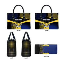 Personalized Blue and Yellow Bowling Leather Bag with Striking Pins Retro Dot Pattern Design - Wonder Print Shop