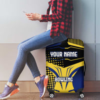 Personalized Blue and Yellow Bowling Luggage Cover with Striking Pins Retro Dot Pattern Design - Wonder Print Shop