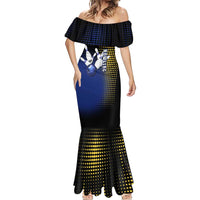 Personalized Blue and Yellow Bowling Mermaid Dress with Striking Pins Retro Dot Pattern Design - Wonder Print Shop