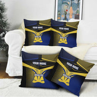 Personalized Blue and Yellow Bowling Pillow Cover with Striking Pins Retro Dot Pattern Design - Wonder Print Shop