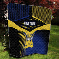 Personalized Blue and Yellow Bowling Quilt with Striking Pins Retro Dot Pattern Design - Wonder Print Shop