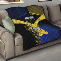 Personalized Blue and Yellow Bowling Quilt with Striking Pins Retro Dot Pattern Design - Wonder Print Shop