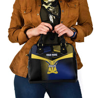 Personalized Blue and Yellow Bowling Shoulder Handbag with Striking Pins Retro Dot Pattern Design - Wonder Print Shop