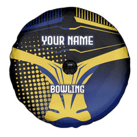 Personalized Blue and Yellow Bowling Spare Tire Cover with Striking Pins Retro Dot Pattern Design - Wonder Print Shop