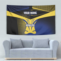 Personalized Blue and Yellow Bowling Tapestry with Striking Pins Retro Dot Pattern Design - Wonder Print Shop