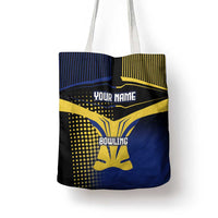 Personalized Blue and Yellow Bowling Tote Bag with Striking Pins Retro Dot Pattern Design - Wonder Print Shop