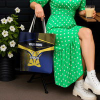 Personalized Blue and Yellow Bowling Tote Bag with Striking Pins Retro Dot Pattern Design - Wonder Print Shop