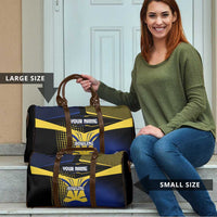 Personalized Blue and Yellow Bowling Travel Bag with Striking Pins Retro Dot Pattern Design - Wonder Print Shop