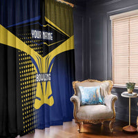 Personalized Blue and Yellow Bowling Window Curtain with Striking Pins Retro Dot Pattern Design - Wonder Print Shop