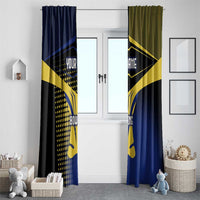 Personalized Blue and Yellow Bowling Window Curtain with Striking Pins Retro Dot Pattern Design - Wonder Print Shop