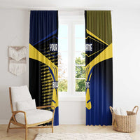 Personalized Blue and Yellow Bowling Window Curtain with Striking Pins Retro Dot Pattern Design - Wonder Print Shop
