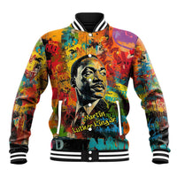 Martin Luther King Jr Baseball Jacket Colorful Street Art Portrait Black History Graffiti Style - Wonder Print Shop