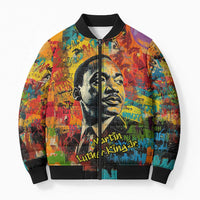 Martin Luther King Jr Bomber Puffer Jacket Colorful Street Art Portrait Black History Graffiti Style - Wonder Print Shop
