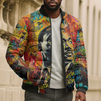 Martin Luther King Jr Bomber Puffer Jacket Colorful Street Art Portrait Black History Graffiti Style - Wonder Print Shop