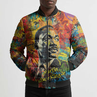 Martin Luther King Jr Bomber Puffer Jacket Colorful Street Art Portrait Black History Graffiti Style - Wonder Print Shop