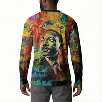 Martin Luther King Jr Button Sweatshirt Colorful Street Art Portrait Black History Graffiti Style