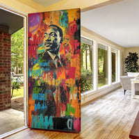Martin Luther King Jr Door Cover Colorful Street Art Portrait Black History Graffiti Style - Wonder Print Shop