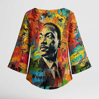 Martin Luther King Jr Kimono Sleeve Blouse Colorful Street Art Portrait Black History Graffiti Style - Wonder Print Shop