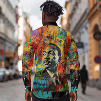Martin Luther King Jr Long Sleeve Button Shirt Colorful Street Art Portrait Black History Graffiti Style - Wonder Print Shop