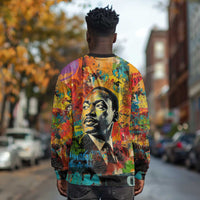 Martin Luther King Jr Long Sleeve Shirt Colorful Street Art Portrait Black History Graffiti Style - Wonder Print Shop