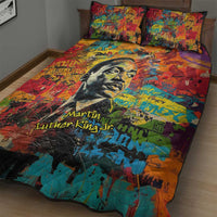 Martin Luther King Jr Quilt Bed Set Colorful Street Art Portrait Black History Graffiti Style - Wonder Print Shop