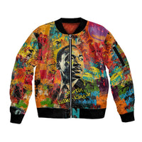 Martin Luther King Jr Sleeve Zip Bomber Jacket Colorful Street Art Portrait Black History Graffiti Style - Wonder Print Shop