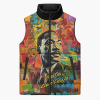 Martin Luther King Jr Sleeveless Puffer Jacket Colorful Street Art Portrait Black History Graffiti Style - Wonder Print Shop