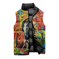 Martin Luther King Jr Sleeveless Puffer Jacket Colorful Street Art Portrait Black History Graffiti Style - Wonder Print Shop