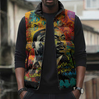 Martin Luther King Jr Sleeveless Puffer Jacket Colorful Street Art Portrait Black History Graffiti Style - Wonder Print Shop