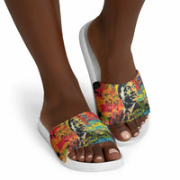 Martin Luther King Jr Slide Sandals Colorful Street Art Portrait Black History Graffiti Style - Wonder Print Shop