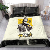 Martin Luther King Jr Bedding Set Black Lives Matter Street Art Portrait Civil Rights Tribute Bold Striped - Wonder Print Shop